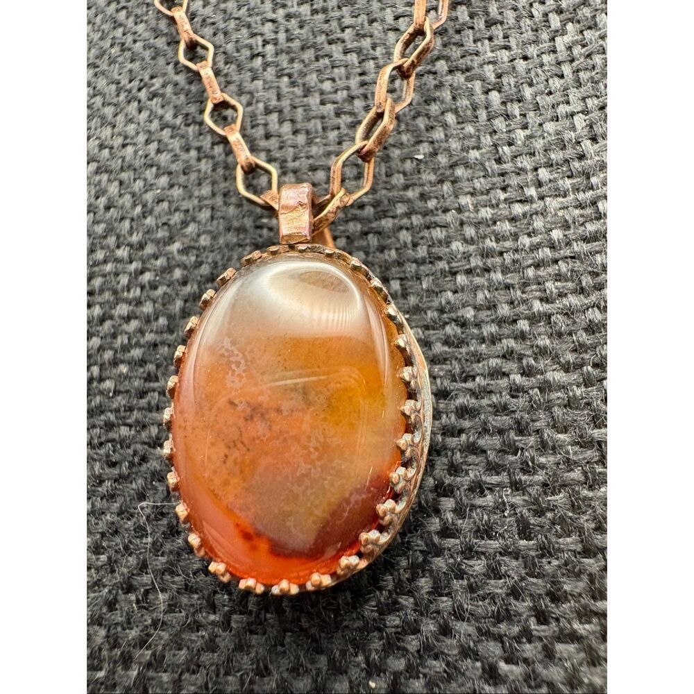 Copper and Carnelian Pendant Necklace, NEW, Handmade, Adjustable
